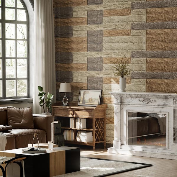 1.2 in. x 4 ft. x 1 ft. Faux Stone England Brown Polyurethane Decorative Wall Paneling (6-Pack)