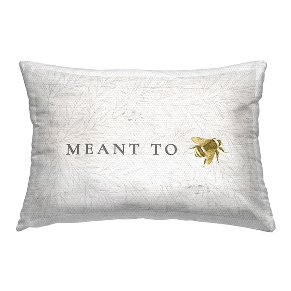 Stupell Industries Floral Meant to Bee Off-White Rectangular Outdoor Throw Pillow