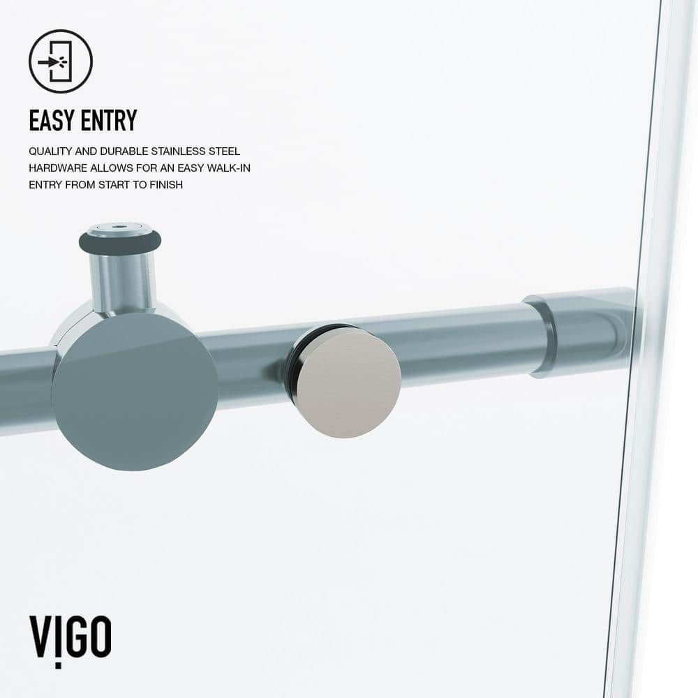 Elan 72" Frameless Clear Glass Sliding Shower Door with Stainless Steel Hardware