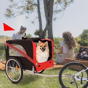 Outdoor Heavy-Duty Foldable Utility Pet Stroller Dog Carriers Bicycle Trailer in Red