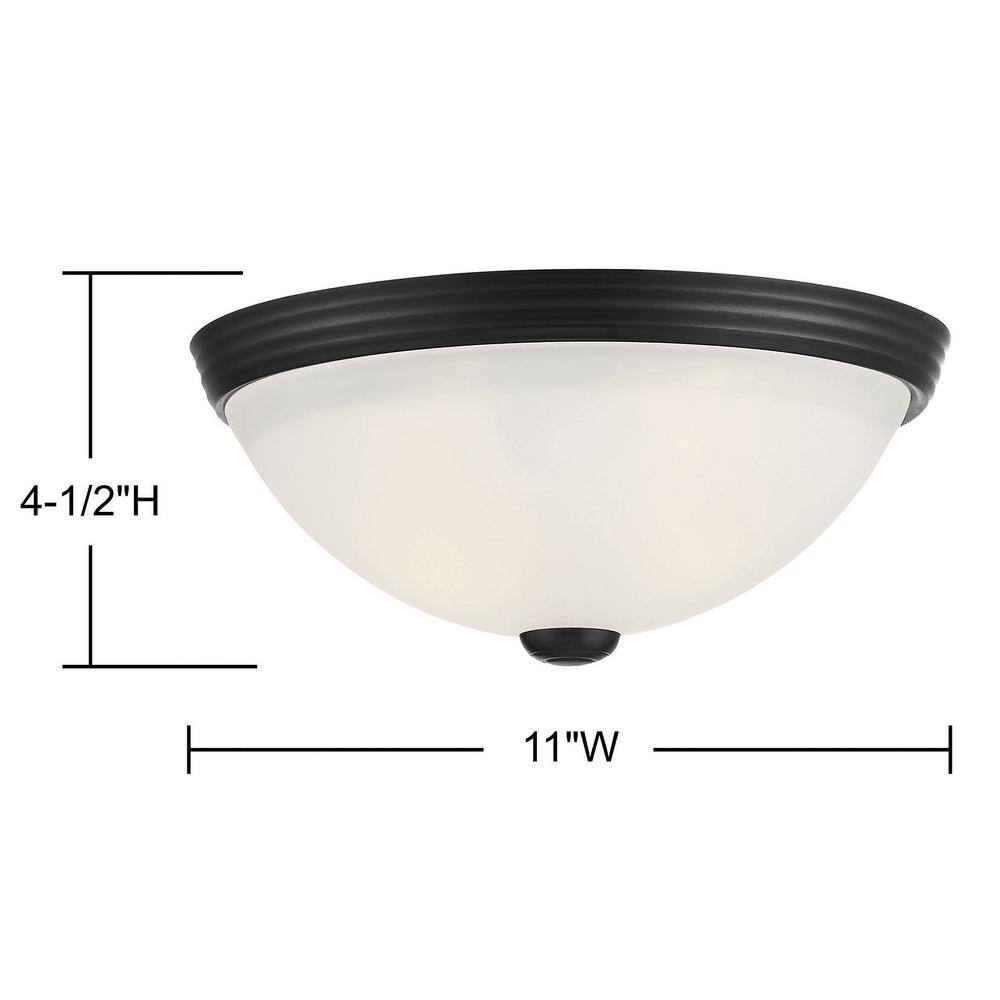 White Etched Glass and Nickel 2-Light Flush Mount Ceiling Fixture