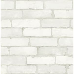 Limewashed Aged White Brick Wallpaper