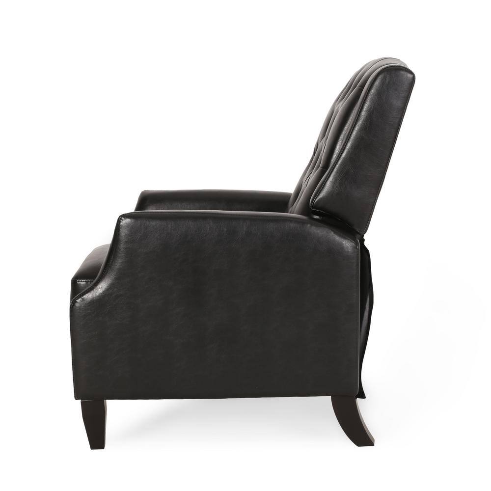 Midnight Black and Dark Brown Faux Leather Recliner