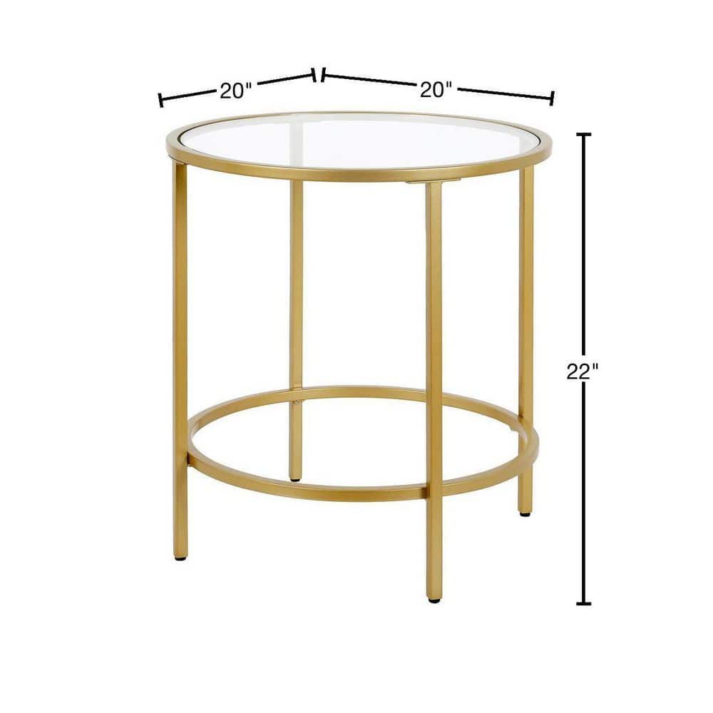 Brass and Glass Round 20" Side Table