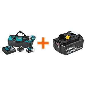 18V LXT Brushless High Torque 1/2 in. Square Drive Impact Wrench Kit, 5.0Ah with Bonus 18V LXT Battery Pack 5.0Ah