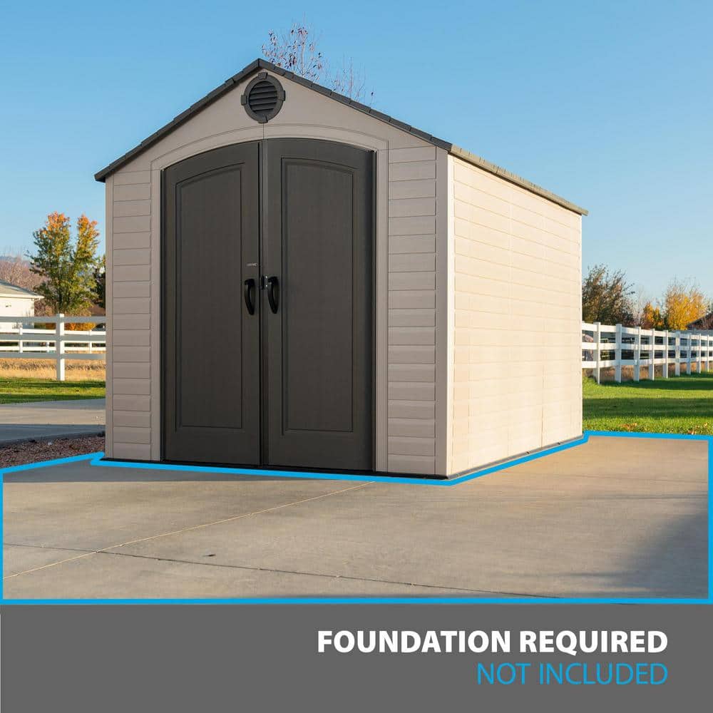 8' x 10' Beige Polyethylene Outdoor Storage Shed with Shelving