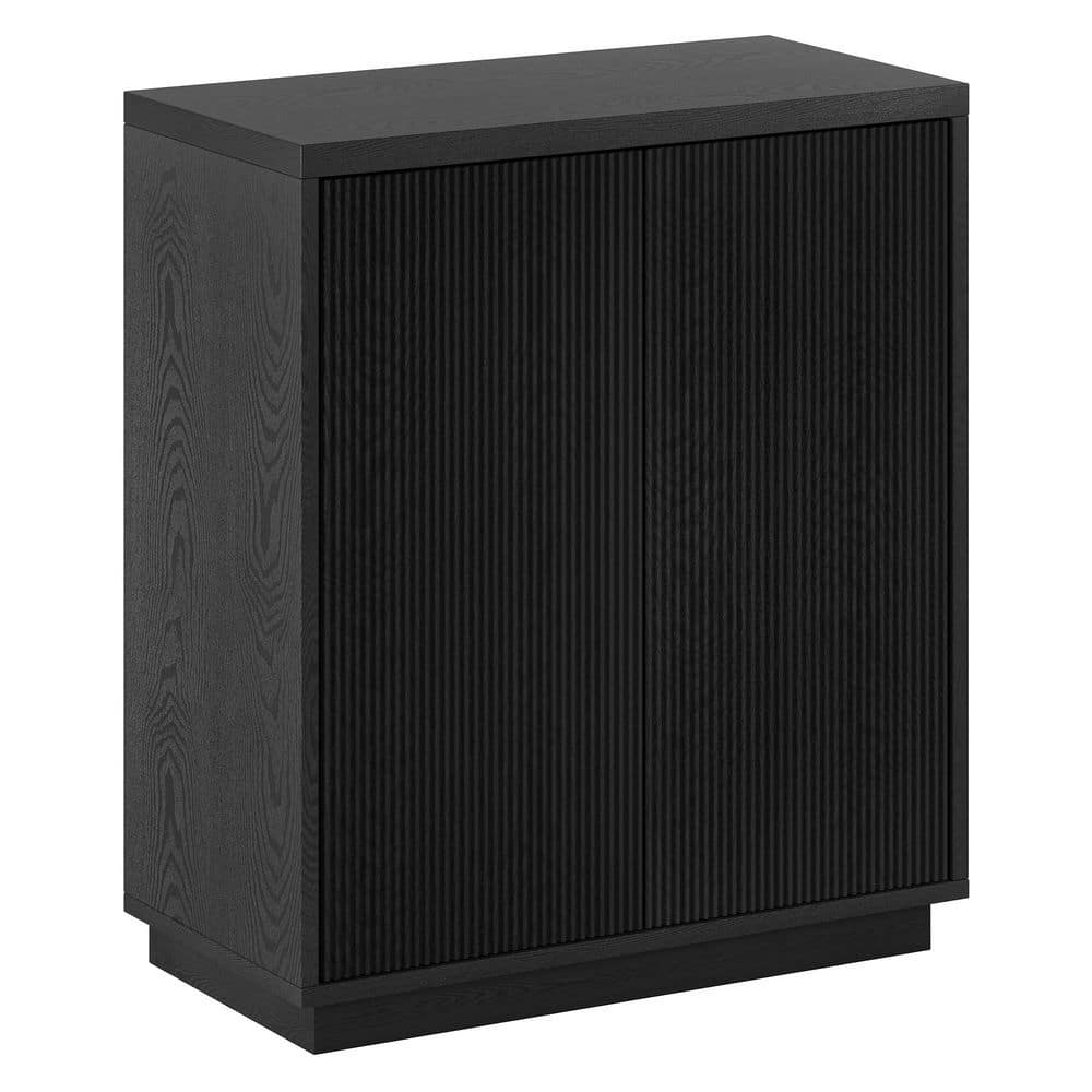 Black Grain Modern Rectangular Accent Cabinet with Adjustable Shelving