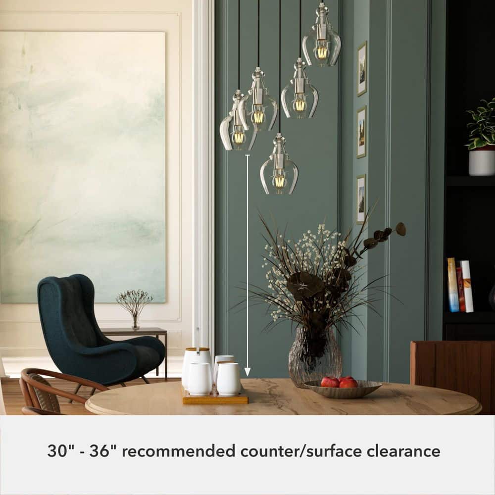 Maple Park Brushed Nickel Clear Glass LED Pendant Light
