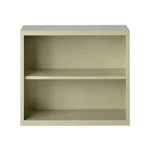 30 in. Tall Putty Metal 2-Shelf Standard Bookcase with Adjustable Shelf