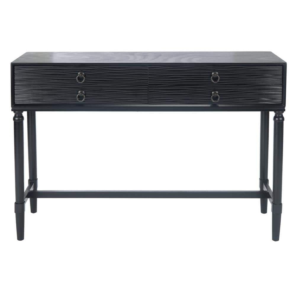 SAFAVIEH Aliyah 13 in. Black Rectangle Wood Console Table with Drawer ...