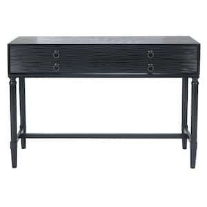 Aliyah 13 in. Black Rectangle Wood Console Table with Drawer