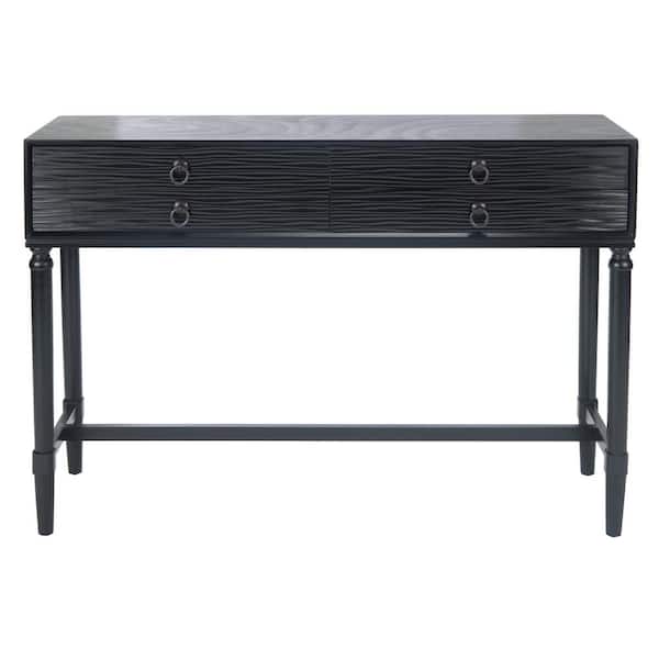 SAFAVIEH Aliyah 13 in. Black Rectangle Wood Console Table with Drawer