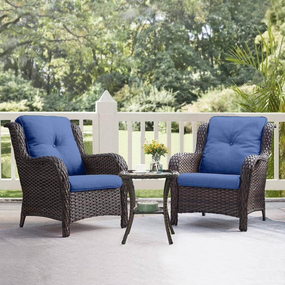3-Pcs Wicker Patio Conversation Set with Blue Cushion price history on PriceWatchPro