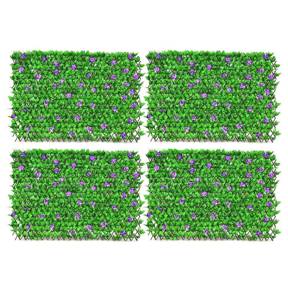 4-Piece 6.5 ft. W x 3.3 ft. H Artificial PE Faux Ivy Leaf Privacy Screen Fe