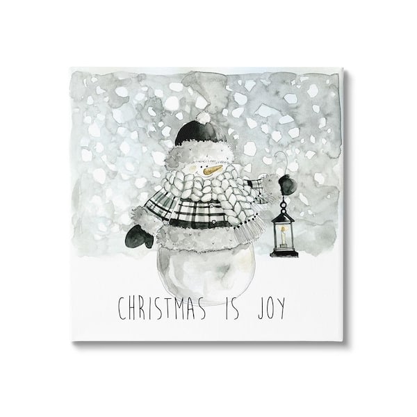 Stupell Industries Christmas is Joy Snowman byCarol Robinson 1 Piece Unframed Graphic Print Typography Poster Art Print 24 in. x 24 in.