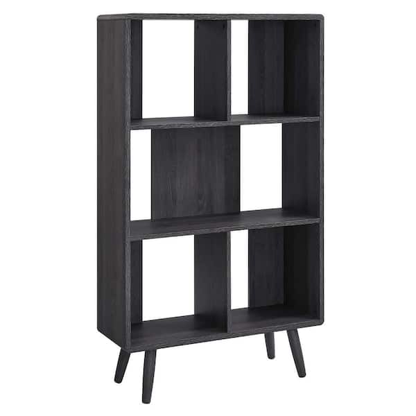 MODWAY Transmit 52.5 in. Tall Charcoal Black Particle Board 5 Shelf Standard Bookcase