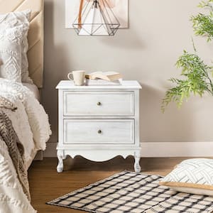 Elpenor 24"Wx16"Dx24"H Tall 2 - Drawer White Nightstand