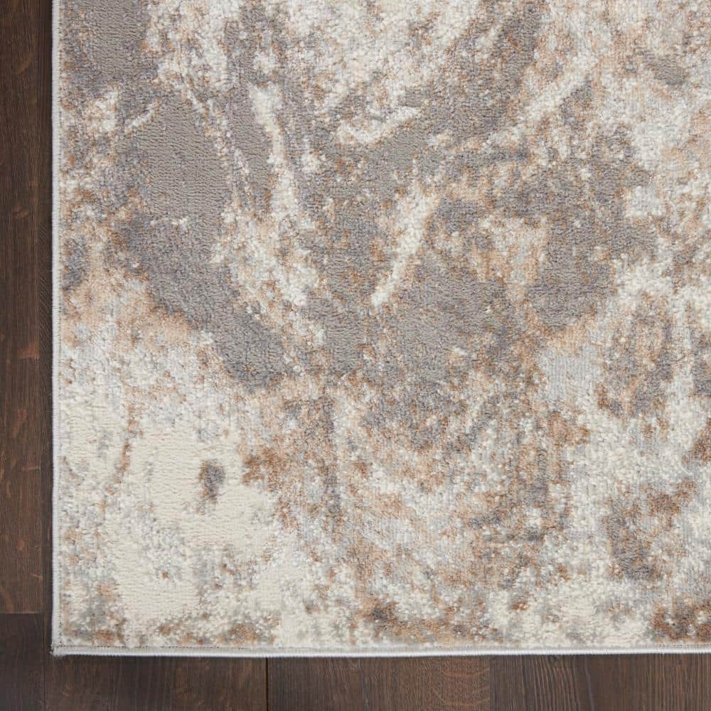 Elation Ivory Gray Abstract Rectangular Area Rug 5'3" x 7'3"