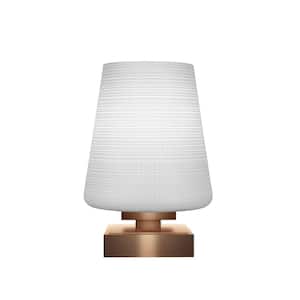 Olympia 8.75 in. New Age Brass Rechargeable Integrated LED Bedside Table Lamp for Living Room with Glass Shade