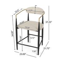 Boise 37.25 in. Low Back Beige and Black Wood Counter Stool (Set of 2) Extra Tall