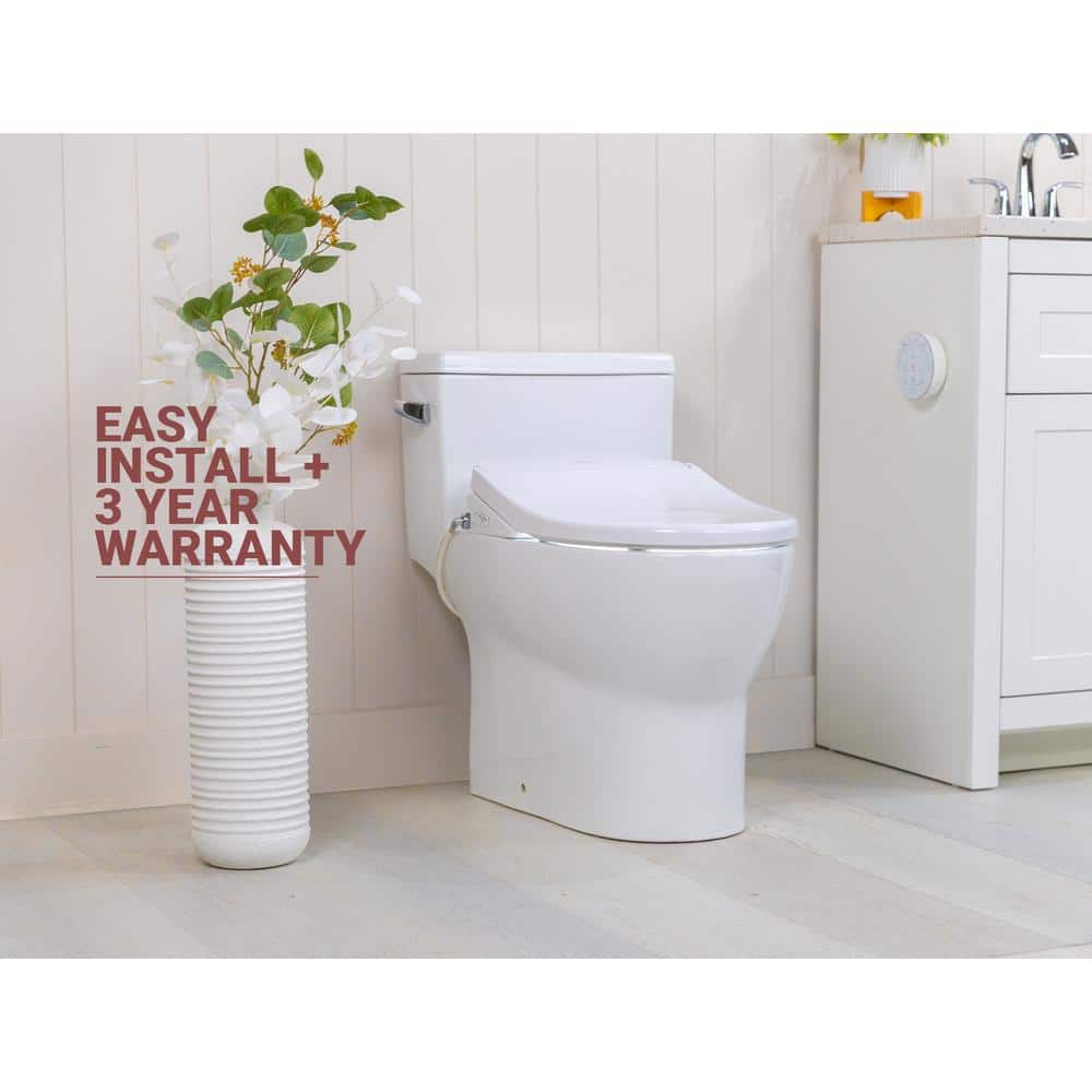 Ultra Slim White Electric Elongated Bidet Toilet Seat
