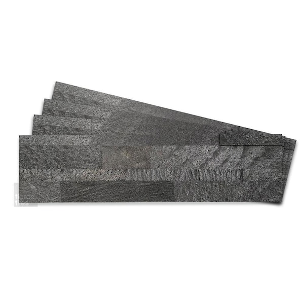 12-Sheets Silver Pearl 24 in. x 6 in. Peel, Stick Self-Adhesive Decorative 3D Stone Tile Backsplash [11.6 sq.ft./Pack]