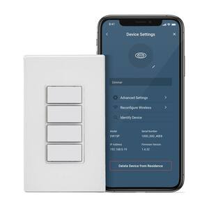 Decora Smart Wi-Fi 4 Button Controller, No Hub Required, Wall Plate Included, White (1-Pack)