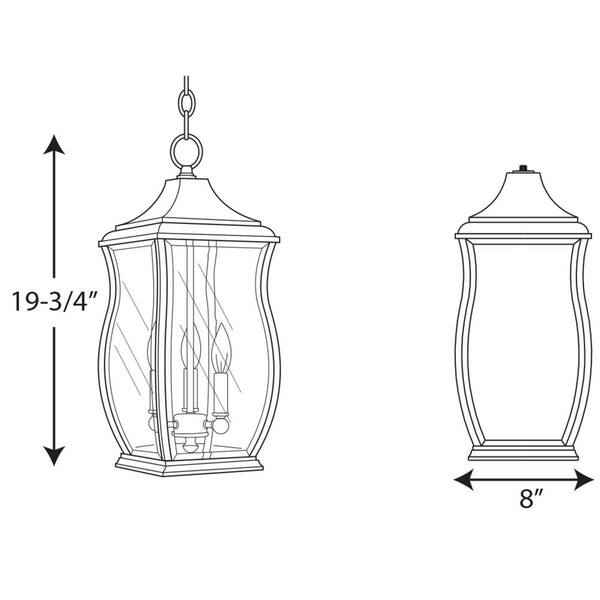 Progress Lighting Township 3-Light Oil Rubbed Bronze Transitional Beveled Glass Lantern Medium Outdoor Hanging Pendant Light