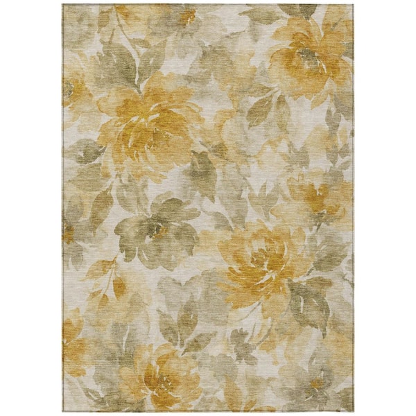 Chantille Machine Washable Indoor/Outdoor Abstract ACN3022 Gold 8 ft. x 10 ft. Area Rug