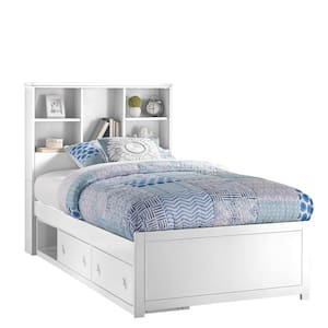 Caspian White Twin Bookcase Bed With Storage