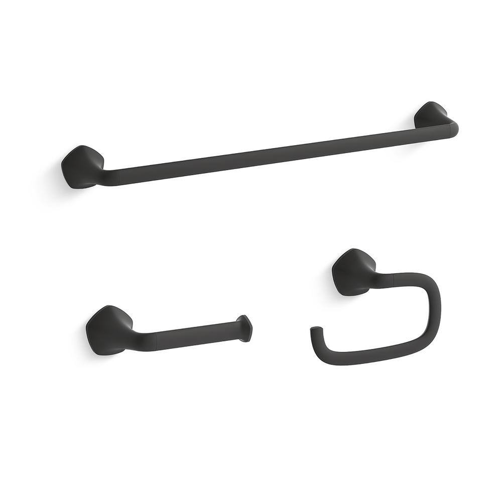KOHLER Sundae 3Piece Bath Hardware Set in Matte Black R31063BL The