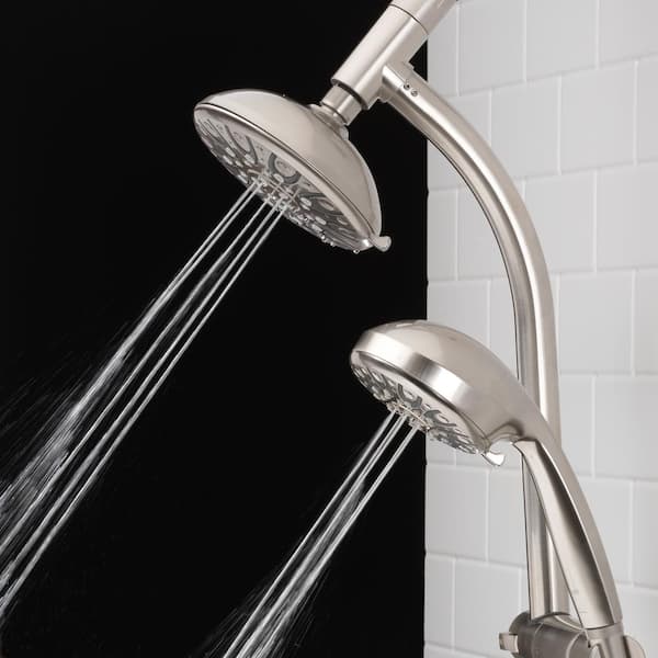 Raincan 6 -Spray Round Shower Head with Adjustable Heads in Brushed Nickel