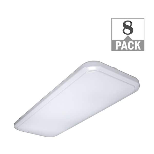 49 in. x 18 in. Traditional White LED Flush Mount  Light Fixture 4000K Bright White 5500 Lumens 75-Watt (8-Pack)