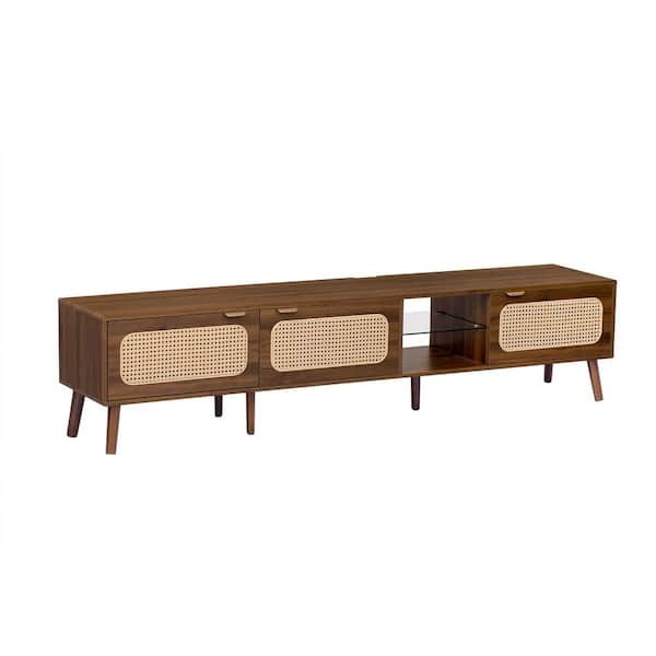 Walnut 78 in. TV Stand Fits TVs up to 75 to 85 in. with Open Shelf