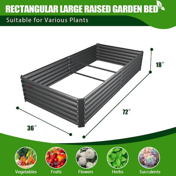 72 in. x 36 in. x 18 in. Grey Outdoor Galvanized Steel Raised