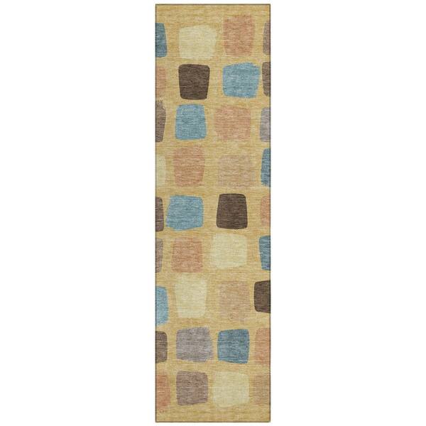 Chantille Machine Washable Indoor/Outdoor Abstract ACN2501 Gold 2 ft. x 7 ft. Runner Rug