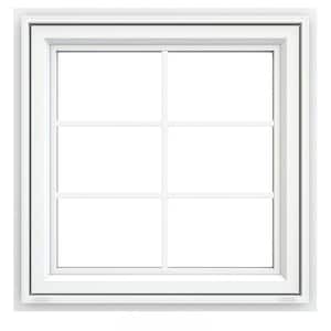 29.5 in. x 29.5 in. V-4500 Series White Vinyl Awning Window with Colonial Grids/Grilles