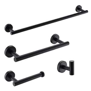 4 Pieces Wall Mounted Stainless Steel Towel Rack in Black