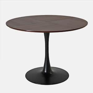 Brown Oak Wood 42.13 in. Pedestal Dining Table Seats 4