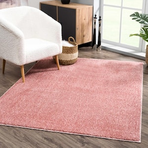 Judy 5 ft. X 7 ft. Pink Solid Shag Rubber Backing Soft Machine Washable Area Rug