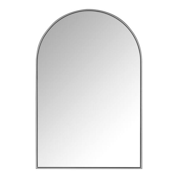 Medium Arched Silver Classic Accent Mirror (35 in. H x 24 in. W)