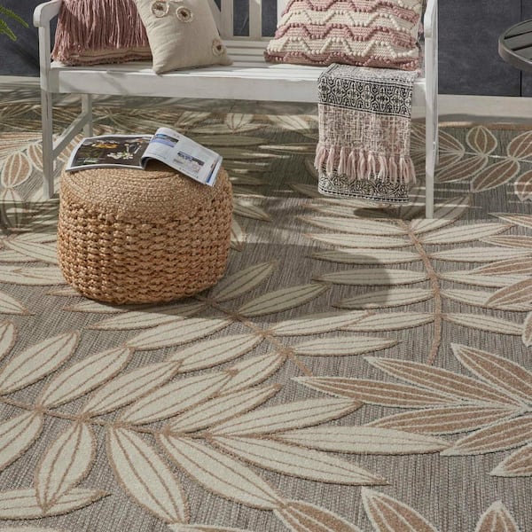 Nourison Aloha Beige 8 ft. x 11 ft. Botanical Contemporary Indoor Outdoor  Area Rug 171283 - The Home Depot