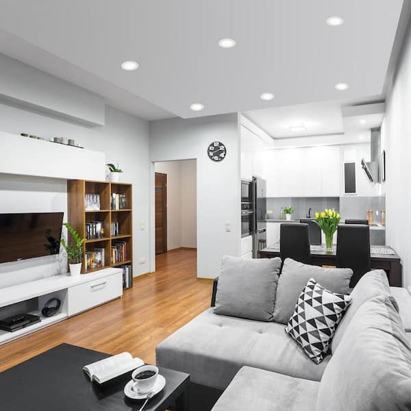 Slim Disk 4 in. 3000K Matte White New Construction/Remodel Recessed Integrated LED Fixture Kit for (4-Pack)