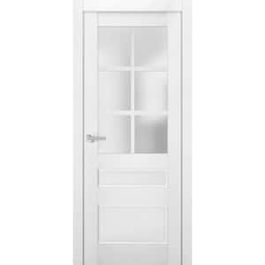 7339 32 in. x 84 in. Right-Hand/Inswing Solid Frosted Glass White Single Prehung Interior Door with Hardware