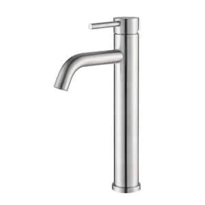 BWE Vessel Sink Faucet Brushed Nickel Tall Waterfall Bathroom Faucet