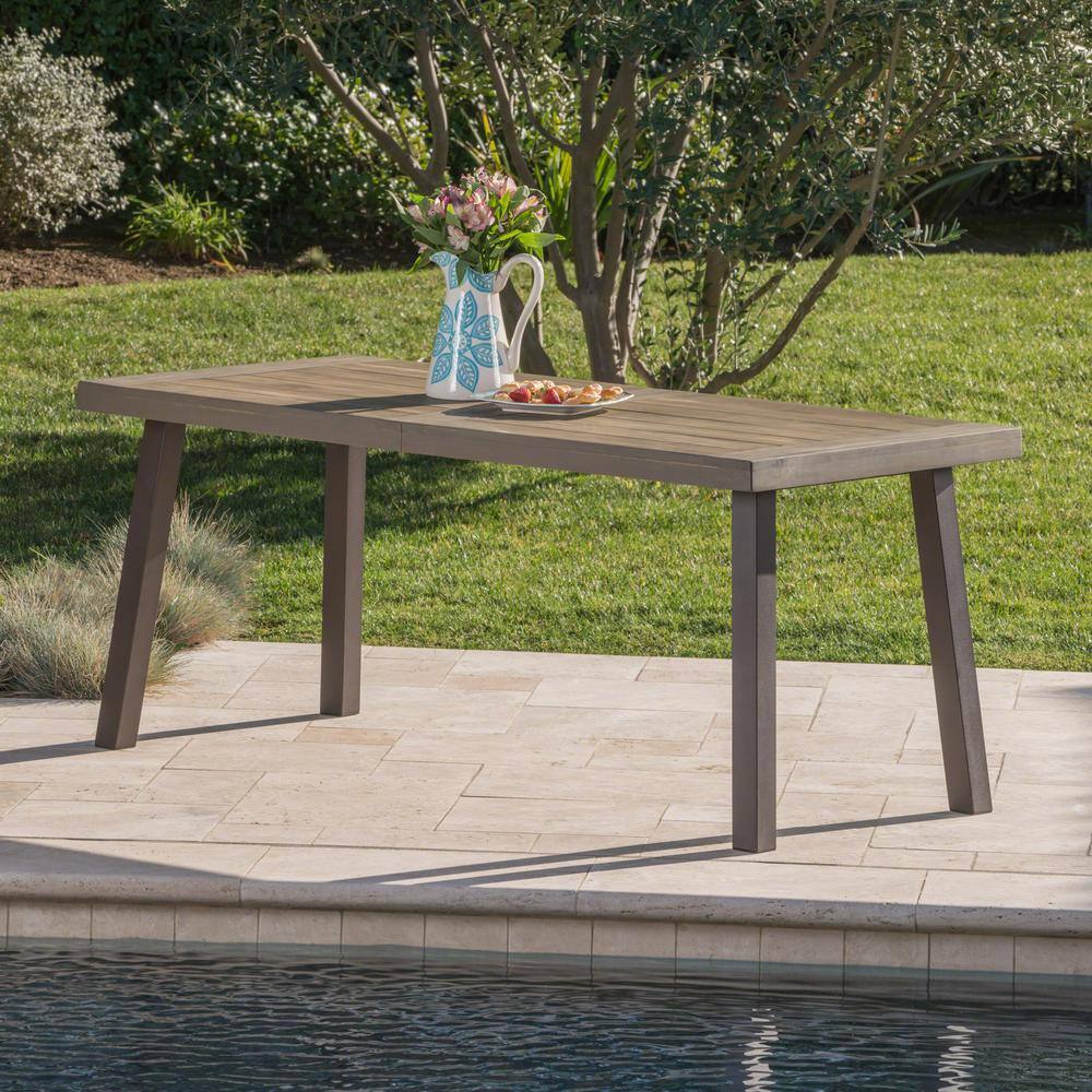 Noble House Della Rustic Metal and Gray Wood Outdoor Dining Table 39020