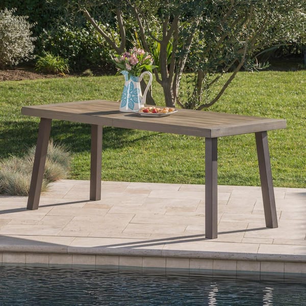 Gray Wood Outdoor Dining Table, Rustic Wooden Patio Table