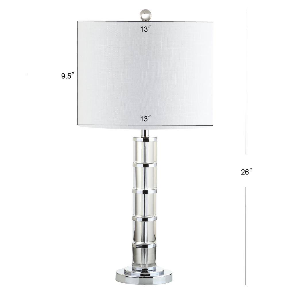 Hailey 26" Antique Crystal & Chrome Table Lamp with White Linen Shade