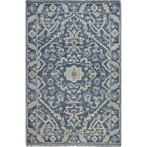 Palmyra Azure 4 ft. x 6 ft. (3 ft. 6 in. x 5 ft. 6 in.) Floral Transitional Accent Rug