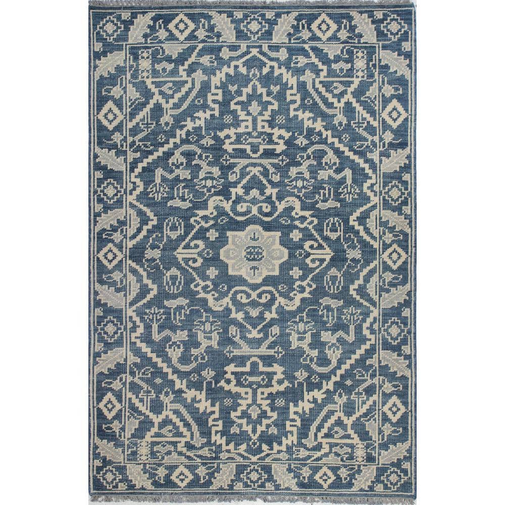 Palmyra Blue and Beige Floral Area Rug 7.6X9.6